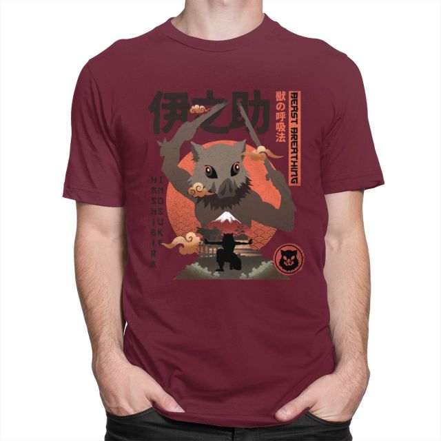 T-Shirt Manga Demon Slayer Inosuke (6 Coloris) Floqué Adulte Homme Femme Courtes Manches