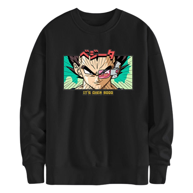 Sweat Manga Dragon Ball Z Vegeta Over 9000 noir
