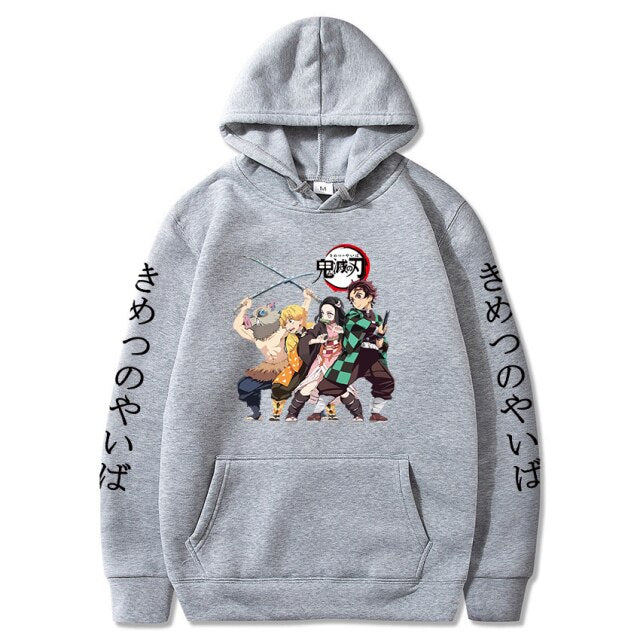 Sweat à Capuche Demon Slayer gris