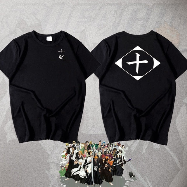 Gotei 13 Beflocktes T-Shirt Erwachsene Männer Frauen Kurzarm Manga Bleach