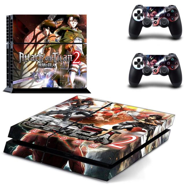 Sticker PS4 "Eren Levi Mikasa" Attack on Titan Autocollant Playstation Console &amp; Manette
