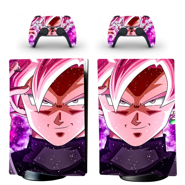 Sticker PS5 "Goku Black Rosé" Dragon Ball Autocollant Console & Manette