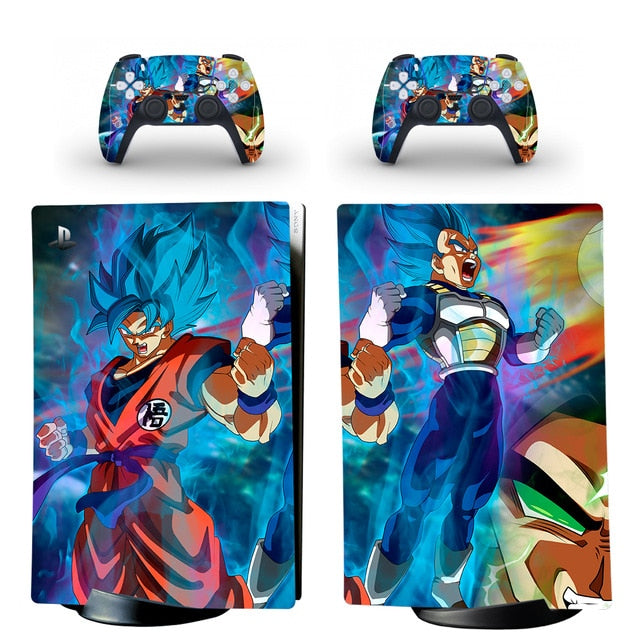 Sticker PS5 "Goku & Vegeta" Dragon Ball Autocollant Console & Manette