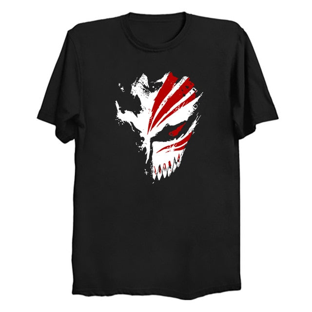 T-Shirt Masque Hollow Kurosaki Ichigo Floqué Adulte Homme Femme Courtes Manches Manga Bleach