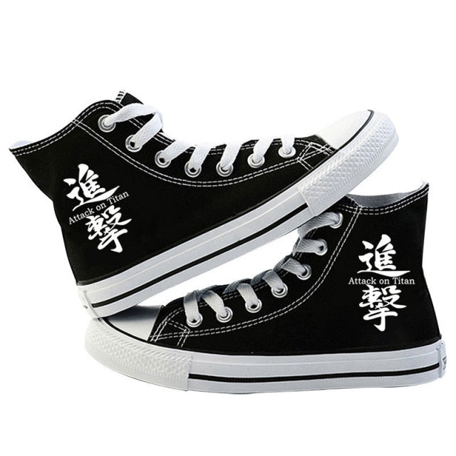 Scarpe Chiuse Attack on Titan Kanji Sneakers Converses Sneakers Adulto Uomo Donna