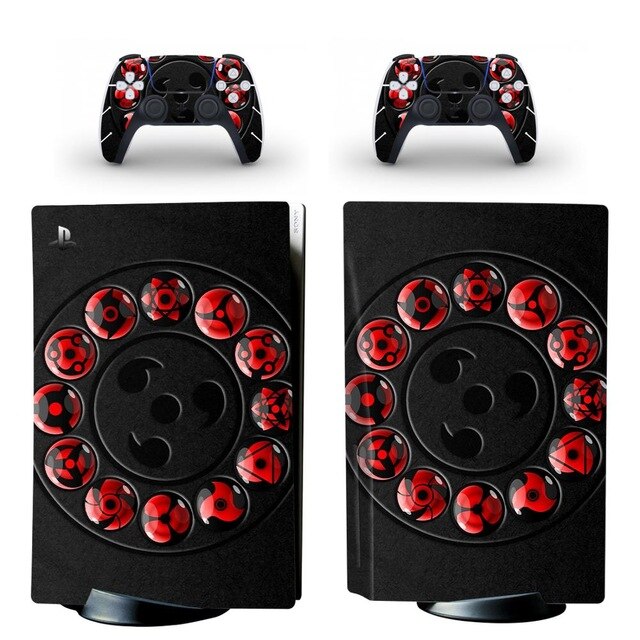 Pegatina PS5 "Black Sharingan" Consola y mando Naruto