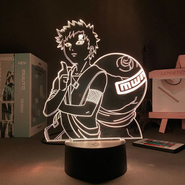 Lampe Gaara Du Désert Led Neon À Poser De Chevet ou Bureau Déco Manga Naruto
