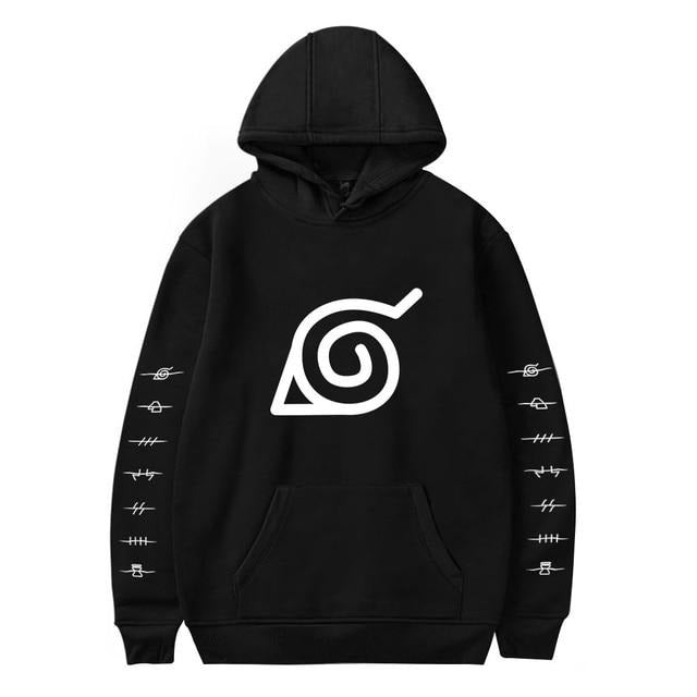 Sweat Konoha Adulte Homme Femme Manche Longue Sweat Manga Naruto noir