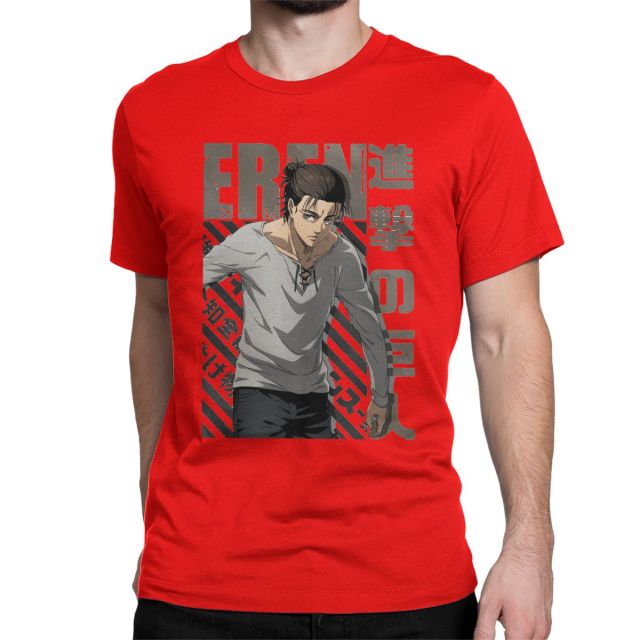 Eren Jaeger Attack on Titan Temporada 4 Flocked Camiseta de manga corta para hombres y mujeres adultos
