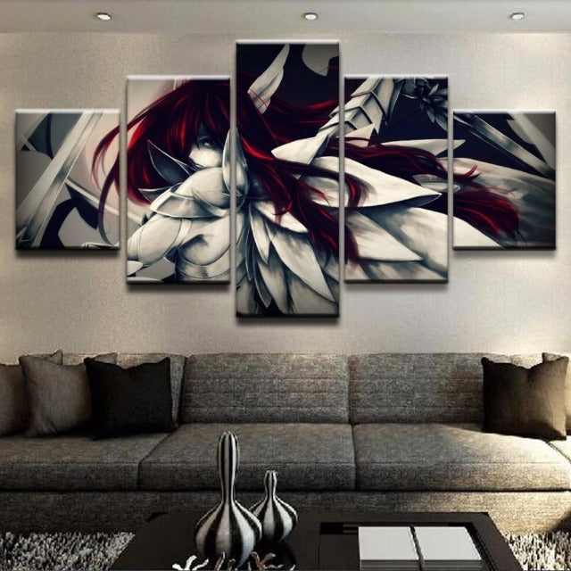 Tableau 5 Pièces Erza Cadre Toile