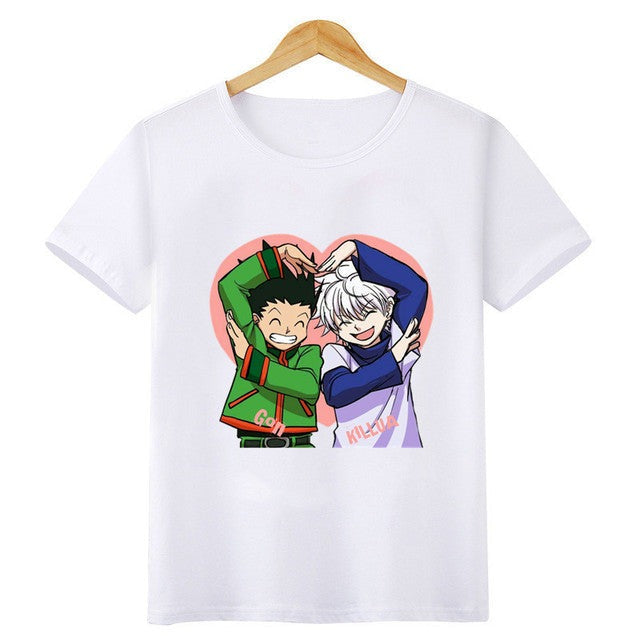 T-shirt Enfant Gon Killua Coeur Hunter x Hunter Fille Garçon BLANC