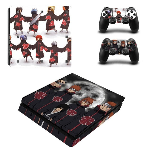 Sticker PS4 Slim "Akatsuki" Naruto Autocollant Playstation Console & Manette
