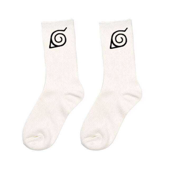 Chaussettes Konoha Blanc Manga Naruto Akatsuki Hautes Originales Homme Femme Adulte