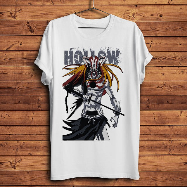 T-Shirt Hollow Manga Bleach Floqué Adulte Homme Femme Courtes Manches