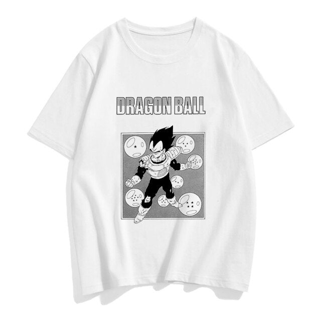 T-shirt Vegeta &amp; les Dragon Balls DBZ Floqué Adulte Homme Femme Courtes Manches