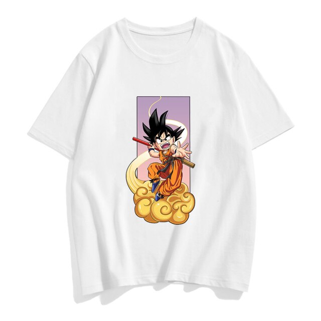 Goku Kinto Dragon Ball beflocktes Kurzarm-T-Shirt für Erwachsene, Herren und Damen