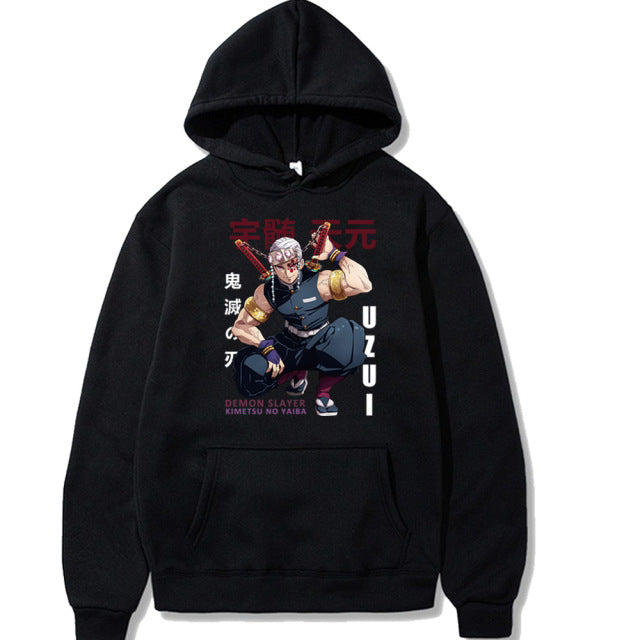 Sweat à Capuche Demon Slayer Tengen Uzui Adulte Homme Femme Manches Longues noir