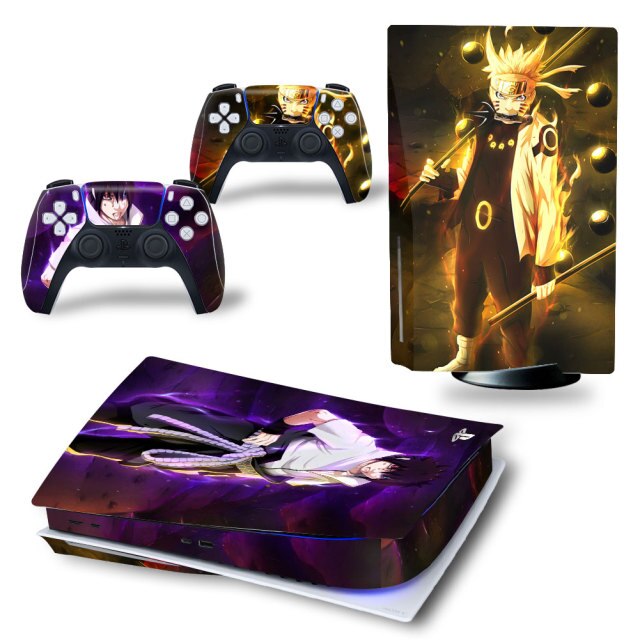 Pegatina PS5 "Naruto &amp;amp; Sasuke" Consola y mando Naruto
