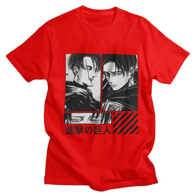 Levi Ackerman Attack On Titan flocado camiseta adultos hombres mujeres Manga corta Manga AOT