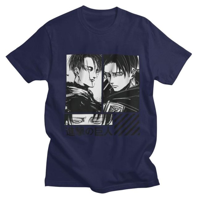Levi Ackerman Attack On Titan flocado camiseta adultos hombres mujeres Manga corta Manga AOT