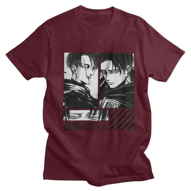 Levi Ackerman Attack On Titan flocado camiseta adultos hombres mujeres Manga corta Manga AOT