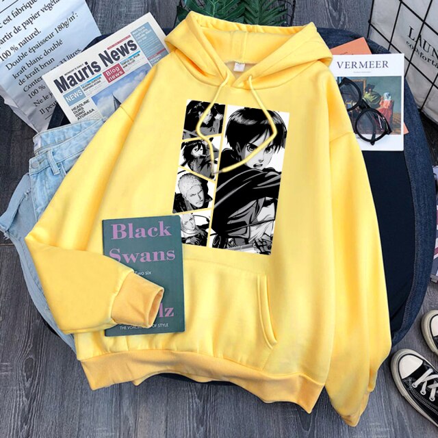 Sweat AOT Personnages Adulte Homme Femme Longues Manches Manga jaune