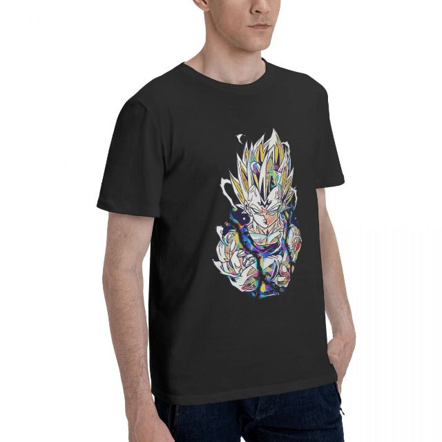 Majin Vegeta Dragon Ball Z Manga beflocktes T-Shirt für Erwachsene, Männer und Frauen, kurze Ärmel