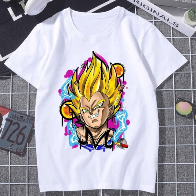 T-shirt Majin Vegeta Dragon Ball Floqué Adulte Homme Femme Courtes Manches