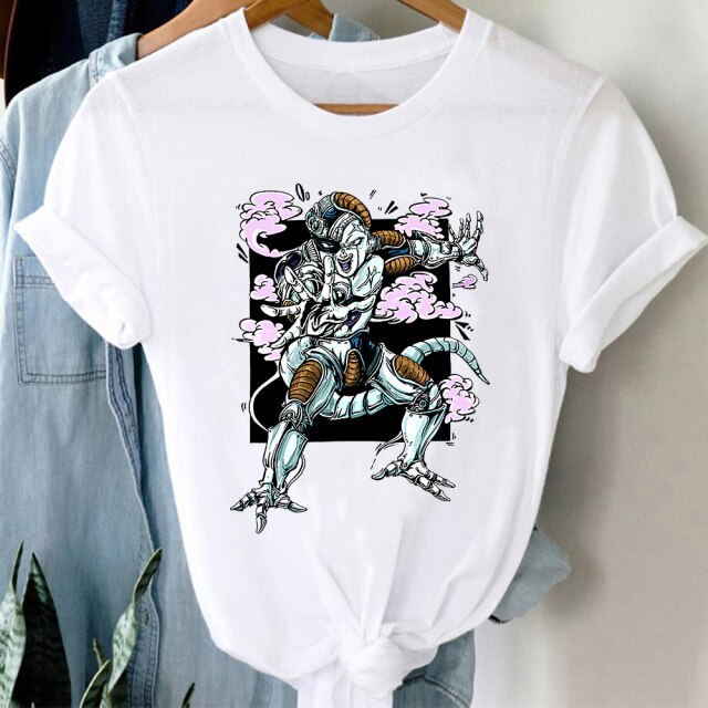 Mecha Freezer Dragon Ball beflocktes T-Shirt für Erwachsene, Männer und Frauen, kurze Ärmel