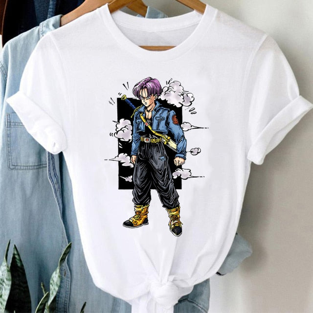 T-shirt Trunks Du Futur Dragon Ball Floqué Adulte Homme Femme Courtes Manches