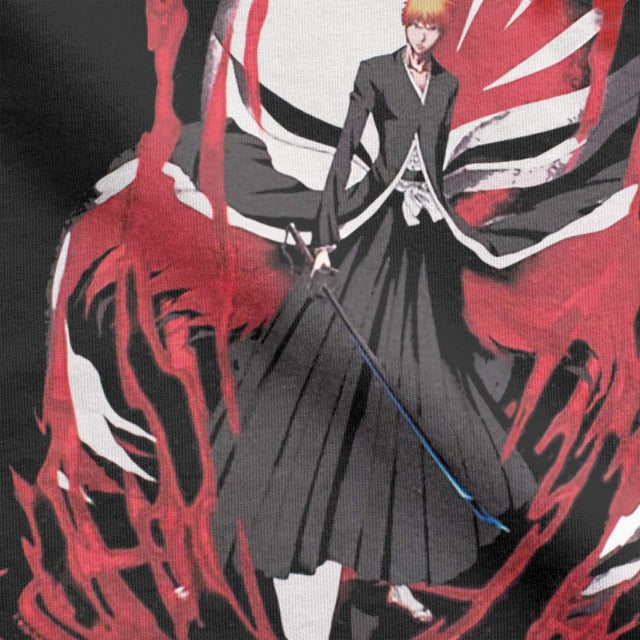 Ichigo Manga Bleach flocado camiseta adultos hombres mujeres manga corta