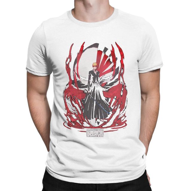 Ichigo Manga Bleach flocado camiseta adultos hombres mujeres manga corta