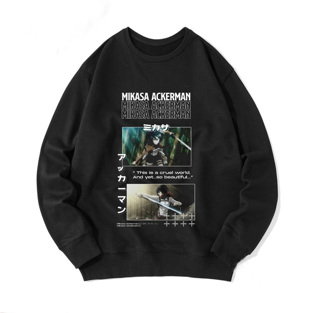 Maglione Mikasa Ackerman Attack On Titan Adulto Uomo Donna Maniche Lunghe Manga