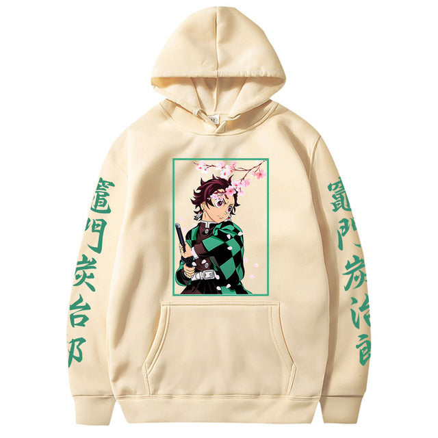 Sweat à Capuche Demon Slayer Tanjiro Kamado beige