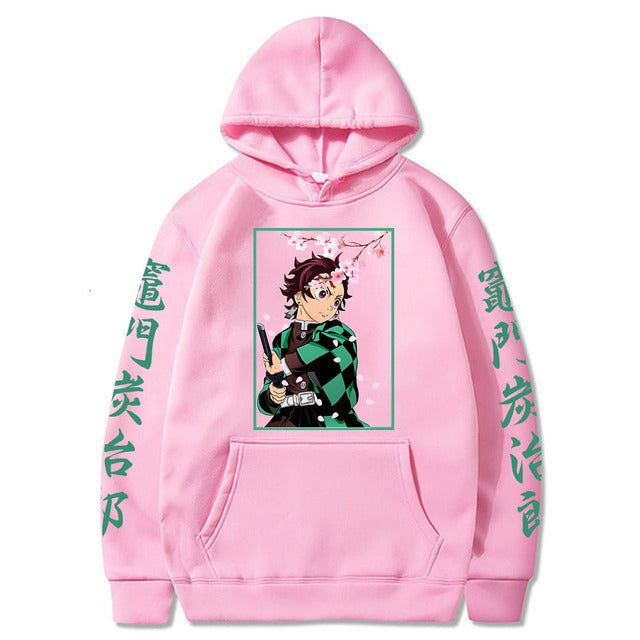 Demon Slayer Tanjiro Kamado Felpa con cappuccio Adulto Uomo Donna Maniche lunghe