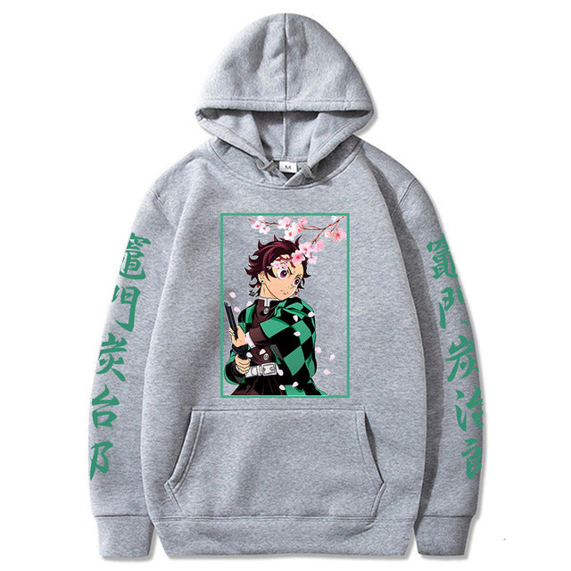Demon Slayer Tanjiro Kamado Felpa con cappuccio Adulto Uomo Donna Maniche lunghe