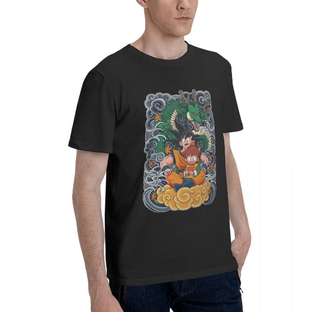 Goku Gohan Dragon Ball Manga beflocktes T-Shirt Erwachsene Männer Frauen kurze Ärmel