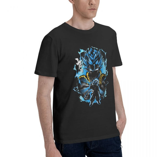 Gogeta Blau Dragon Ball Manga Beflocktes T-Shirt Erwachsene Männer Frauen Kurze Ärmel