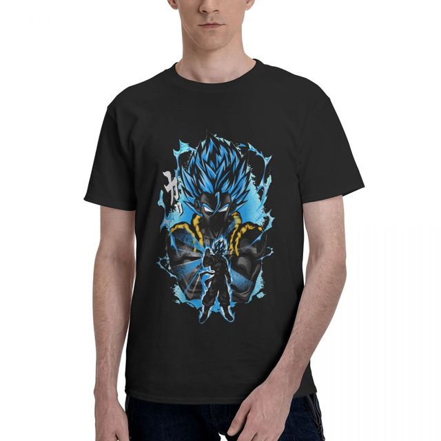 Gogeta Blau Dragon Ball Manga Beflocktes T-Shirt Erwachsene Männer Frauen Kurze Ärmel