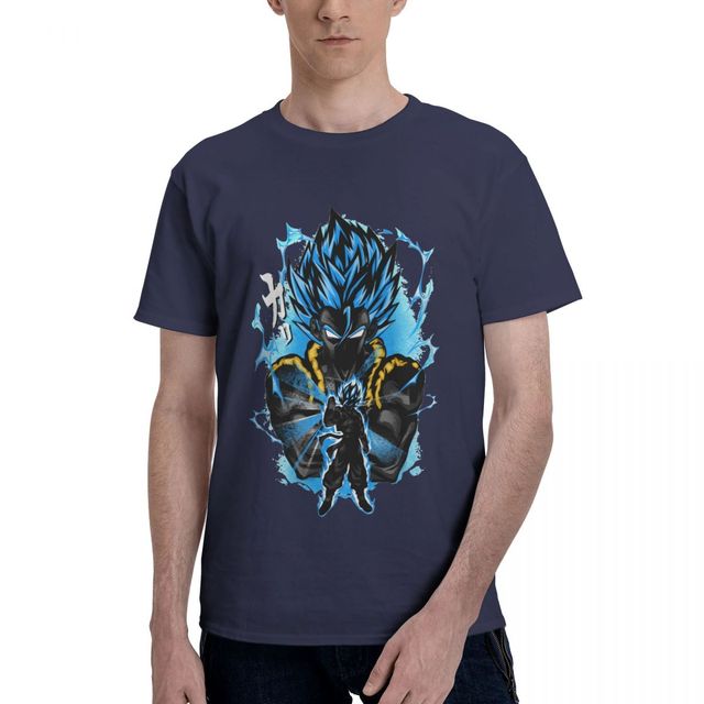 Gogeta Blau Dragon Ball Manga Beflocktes T-Shirt Erwachsene Männer Frauen Kurze Ärmel