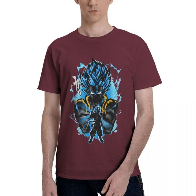 Gogeta Blau Dragon Ball Manga Beflocktes T-Shirt Erwachsene Männer Frauen Kurze Ärmel