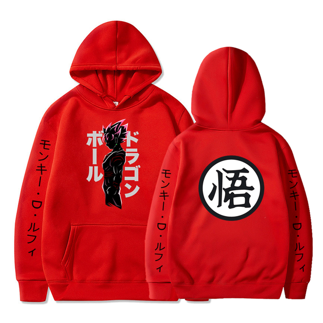 Sweat A Capuche Black Goku Rosé Manga Dragon Ball Z Adulte Homme Femme Longues Manches rouge