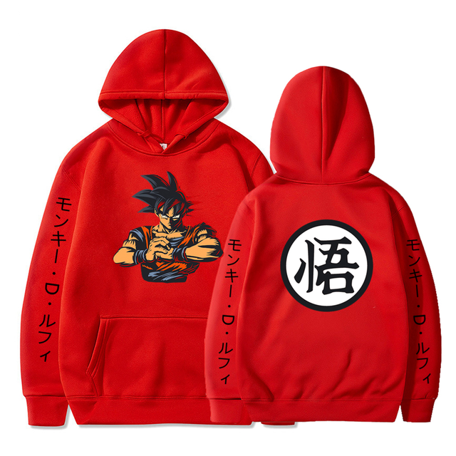 Sweat A Capuche Sangoku Manga Dragon Ball Z Adulte Homme Femme Longues Manches rouge