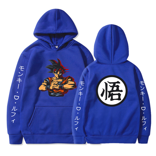 Sweat A Capuche Sangoku Manga Dragon Ball Z Adulte Homme Femme Longues Manches bleu