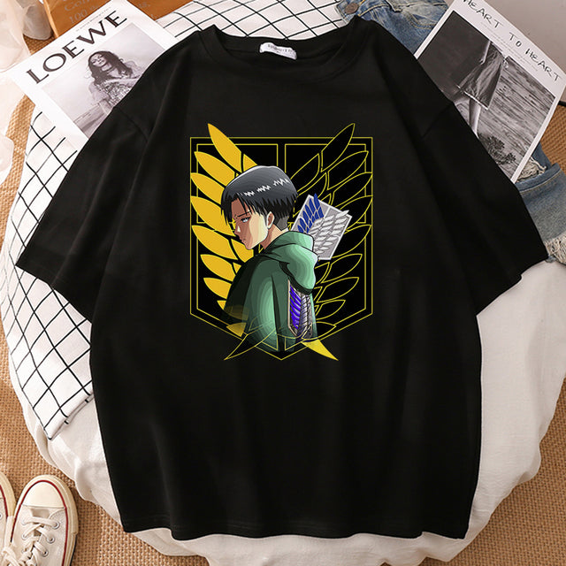 Camiseta del Batallón Livaï Attack on Titan flocado para adultos, hombres y mujeres, Manga corta