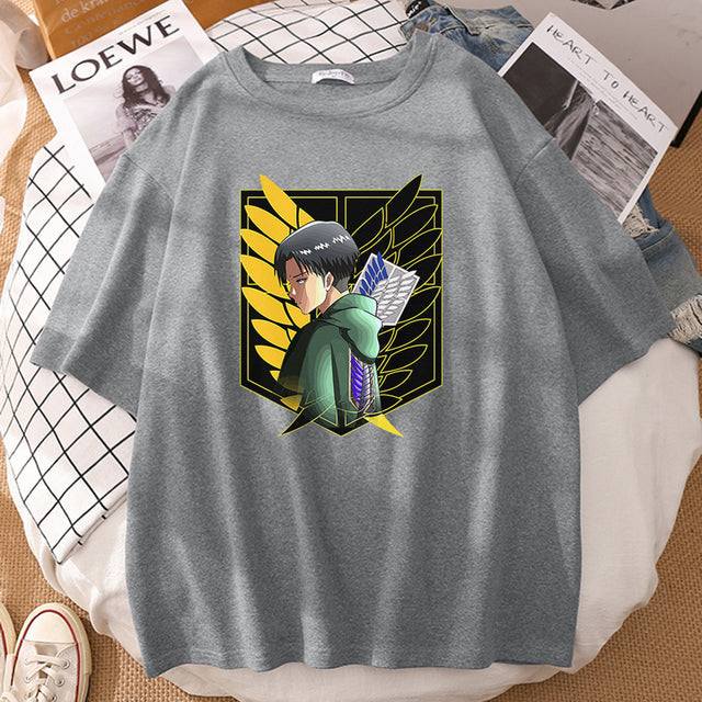 Camiseta del Batallón Livaï Attack on Titan flocado para adultos, hombres y mujeres, Manga corta