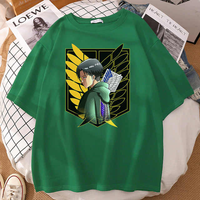Camiseta del Batallón Livaï Attack on Titan flocado para adultos, hombres y mujeres, Manga corta