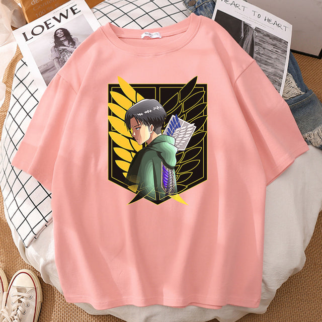 Camiseta del Batallón Livaï Attack on Titan flocado para adultos, hombres y mujeres, Manga corta
