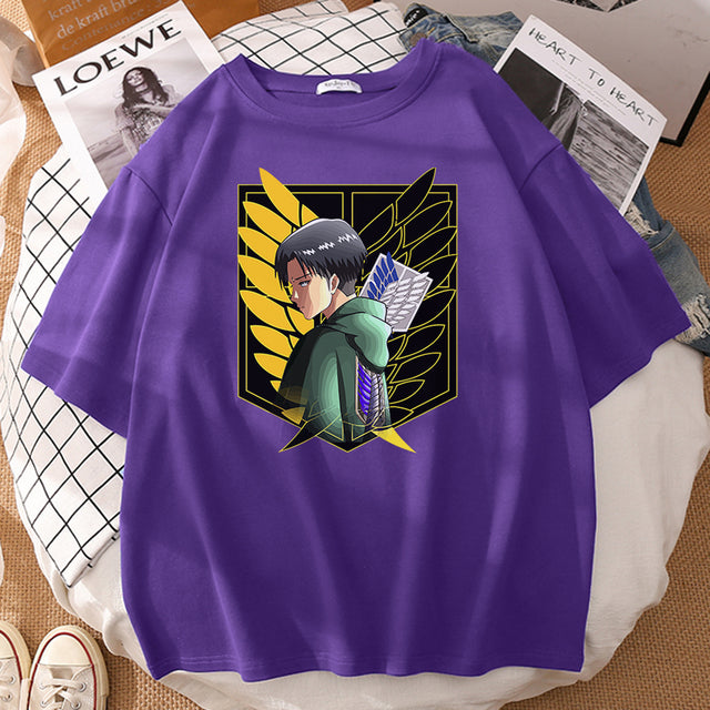 Camiseta del Batallón Livaï Attack on Titan flocado para adultos, hombres y mujeres, Manga corta