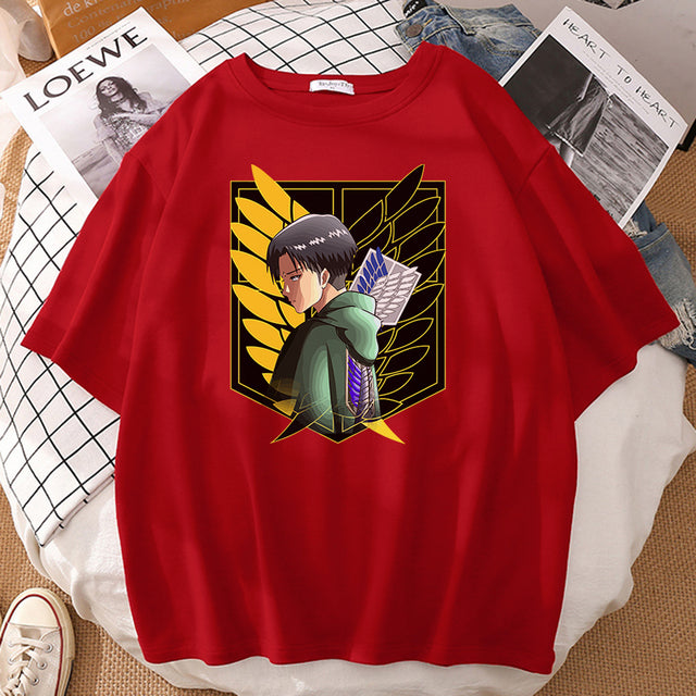 Camiseta del Batallón Livaï Attack on Titan flocado para adultos, hombres y mujeres, Manga corta